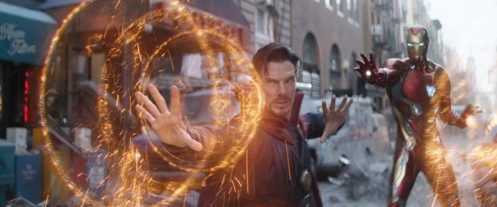 Benedict Cumberbatch and Robert Downey, Jr in 2018's Avengers: Endgame